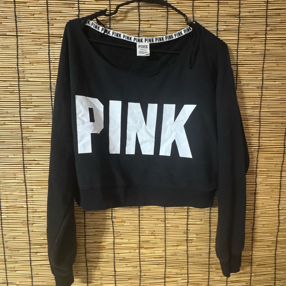 PINK Victoria's Secret Black Top with White Logo